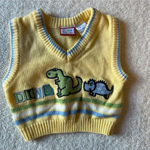 Baby Togs dinosaur vest, yellow with blue, 3-6 months